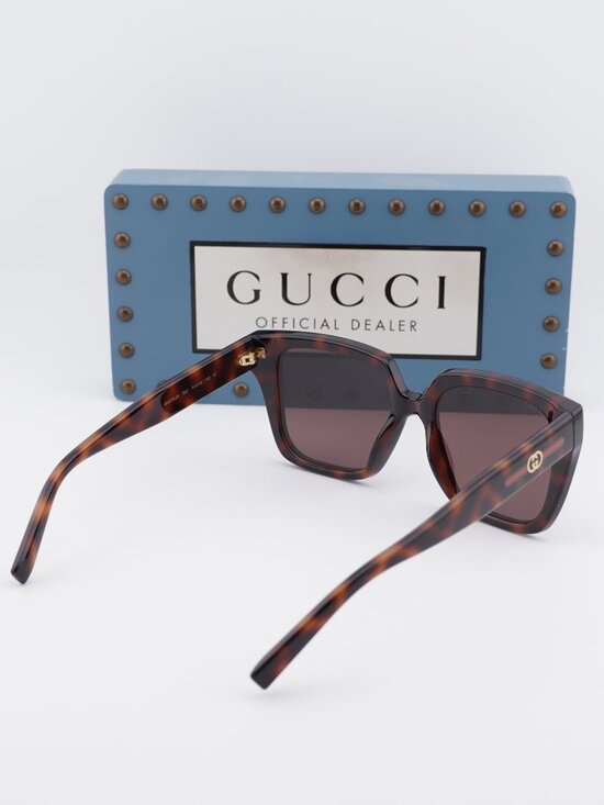 Gucci GG2102S 002 Square Sunglasses - Havana \\ Brown main image 7